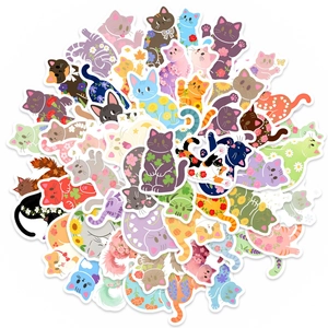 Cute Cartoon Floral Cat Waterproof PVC Stickers For Scrapbooking DIY Journal Diary Notebook Laptop Stationery Decoration