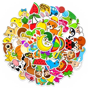 Cute Cartoon Animal Food Waterproof Stickers For Kids Reward Kindergarten DIY Scrapbooking Laptop Decor PVC Decals