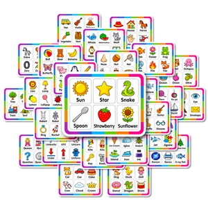 Kids English Alphabet Learning Stickers Alphabet Word Flash Cards With Cartoon Animal Fruit Vegetable For Early Education
