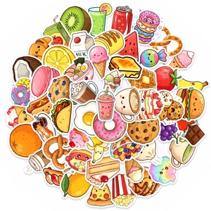 Kawaii Food Stickers Waterproof PVC Cartoon Graffiti Decals For Laptop Luggage Skateboard Scrapbook DIY Decor For Kids Teens