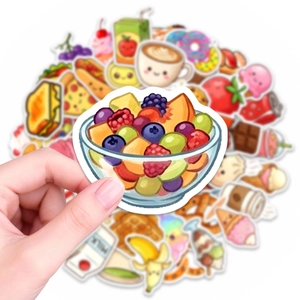 Set of 50 waterproof cartoon food graffiti stickers for laptop and luggage decoration