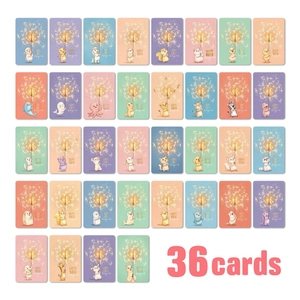 Tarjetas de Felicitación de Cumpleaños de Animales de Dibujos Animados Color Macaron Diseño de Fuegos Artificiales para Fiesta
