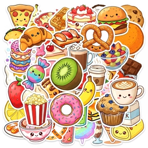 50 pieces of waterproof Kawaii food graffiti stickers for laptops and luggage decoration