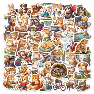 Set of 50 waterproof cartoon animal stickers for scrapbooking and DIY decoration