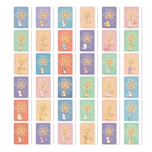 Set de 36 lindas tarjetas de cumpleaños de animales con fuegos artificiales y dibujos