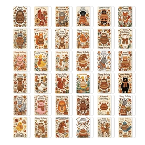 Detailansicht von 36 einzigartigen Tier-Geburtstagskarten mit warmen Illustrationen