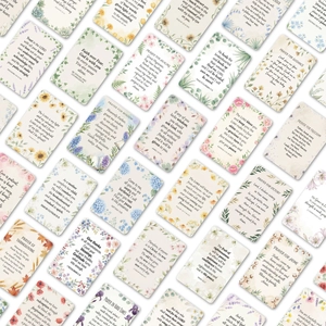Set di 36 biglietti di preghiera floreali con versetti biblici e citazioni uniche