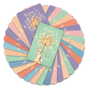 Set de tarjetas de cumpleaños coloridas con alpacas, fuegos artificiales y deseos