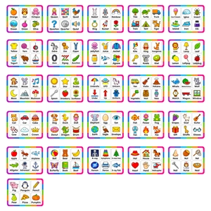Educational set of 26 alphabet learning stickers with cartoon animals and fruits for kids