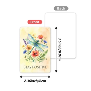 36er-Set Motivationskarten mit Aquarell-Libelle und Stay Positive Inspirationssprüchen