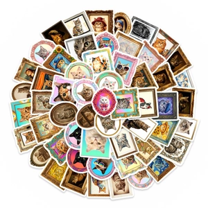 Vintage Cat Art Stickers Retro Oil Painting Parody Aesthetic Cat Stickers For Scrapbooking Laptop Journal Decoration Stationery Stickers For Journaling Decoration
