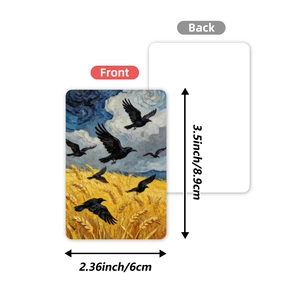 Vorder- und Rückansicht von Kunstkarten im Van-Gogh-Stil, Maße 8,9x6 cm für Heimdeko