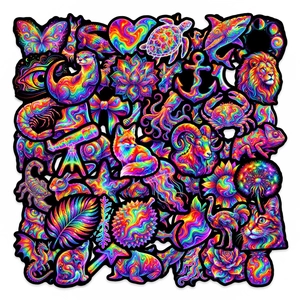 Ψυχεδελικά Αυτοκόλλητα Ουράνιο Τόξο Tie Dye Αδιάβροχα από Βινύλιο PVC Αισθητικά Doodle Decals για Θήκη Τηλεφώνου Λάπτοπ Κιθάρα Γραφική Ύλη