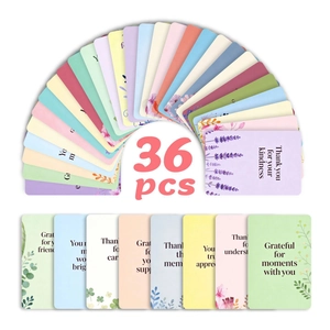 Detailed grid of 36 floral thank you cards in assorted pastel colors and botanical patterns
