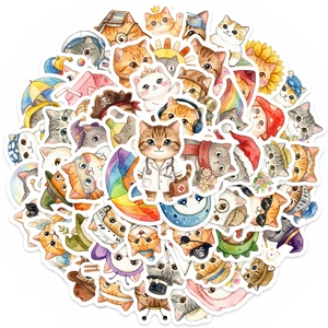 Sélection d'autocollants chats mignons avec des thèmes de docteur et de pirate