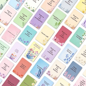 Floral thank you cards set with assorted colorful designs and motivational phrases