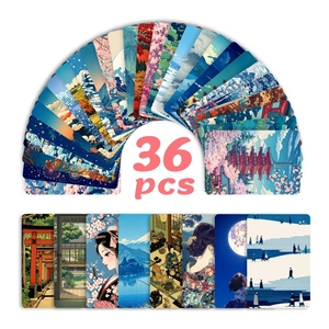 Lot de 36 cartes postales style Ukiyo-e avec illustrations japonaises et motifs de Fuji