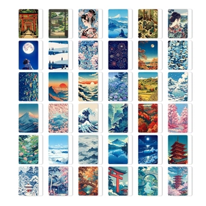 Set de 36 cartes d'art japonais Ukiyo-e avec le mont Fuji et des fleurs de cerisier