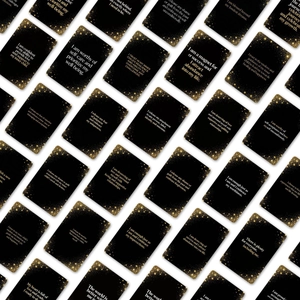 Black and gold affirmation cards set for self-growth with motivational quotes on white background