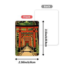 Carte d'art japonais Ukiyo-e avec sentier de portail Torii rouge et dos blanc