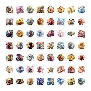 56 Stück niedliche Tier- und Blumenaufkleber für Scrapbooking und Dekoration