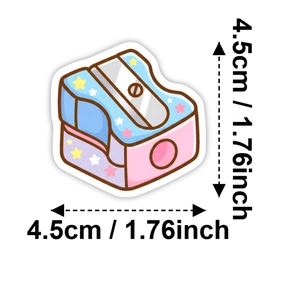 Detailansicht Cartoon-Spitzer Aufkleber Abmessungen 4.5cm 1.76 Zoll auf weißem Grund
