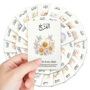 Detailopname van islamitische affirmatiekaarten met Arabische kalligrafie en bloemen