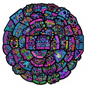 Macro detail of waterproof neon animal stickers featuring vibrant bunny and egg characters
