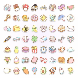 50er Set wasserfeste INS-Stil Cartoon-Sticker für Scrapbooking und DIY-Dekorationen