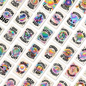 Cartes d'Affirmation Arc-en-Ciel Esthétique Stickers Muraux Boho Citations Inspirantes Rétro Cartes d'Art Cadeau