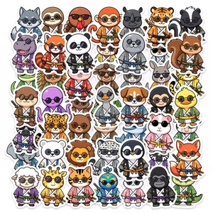 Japanese Samurai Animal Stickers Waterproof PVC Decals For Laptop Phone Case Scrapbook Cartoon Ninja Animal Decoration