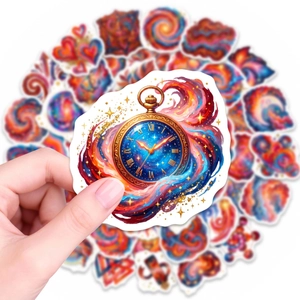 Wasserdichter Sternennebel-Aufkleber im Taschenuhr-Design mit traumhaftem Sternenhimmel-Muster