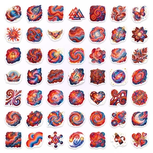 Set mit 50 bunten Nebelaufklebern mit kunstvollen Kosmosmustern für DIY-Dekoration
