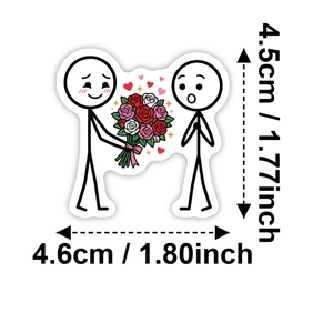 Lot de 50 stickers romantiques couple de bonshommes pour ordinateur, 4,5x4,6 cm