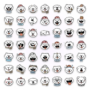 50 pieces cute cartoon Samoyed dog stickers set for laptop waterproof puppy decals pack