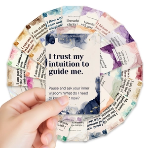 Lot de 36 cartes d'affirmation aquarelle avec citations inspirantes sur fond blanc