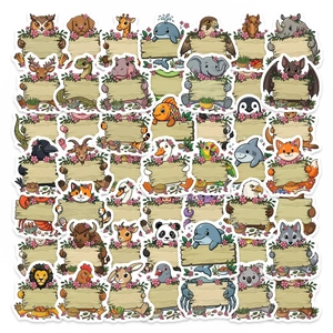 Cartoon Forest Animal Blank Wood Sign Waterproof PVC Stickers For DIY Journaling Scrapbooking Laptop Cup Decoration Kids Gift
