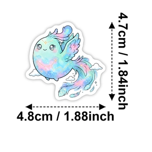Dettaglio adesivo Fenice galassia con dimensioni 4,8cm di larghezza e 4,7cm di altezza