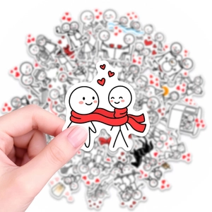 Detail of waterproof couple matchstick sticker with heart patterns for DIY gift