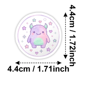 Y2K Pastell Pixel Monster Aufkleber mit 4,4cm Abmessungen für Scrapbook-Deko