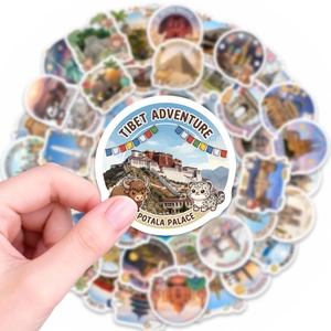 Waterproof world landmark stickers featuring Tibet Adventure Potala Palace graphic