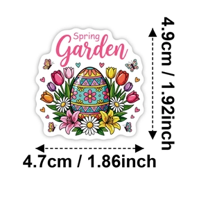 Waterproof Easter Spring Garden stickers with floral eggs and cute rabbits for laptops