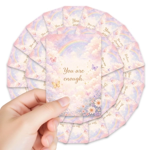 Set di carte d'affermazione sognanti con design arcobaleno e citazioni motivanti