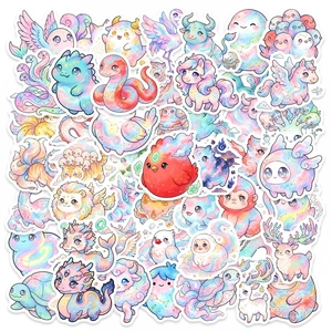 Adesivi con Creature Mitiche ad Acquerello Impermeabili Cartone Animato Drago Unicorno PVC Decalcomanie per Quaderno Laptop