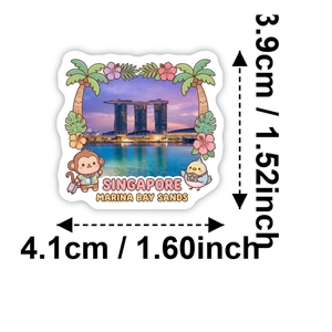Waterproof Singapore Marina Bay Sands cartoon travel sticker for luggage and journals