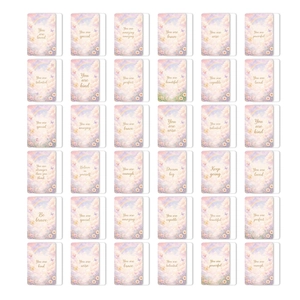 Set di 36 carte di affermazione positiva con motivi floreali e arcobaleno pastello
