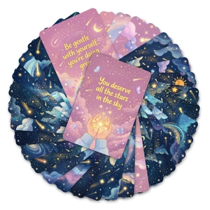 Set aus 36 verträumten Sternenhimmel-Motivationskarten mit inspirierenden Zitaten zur Deko
