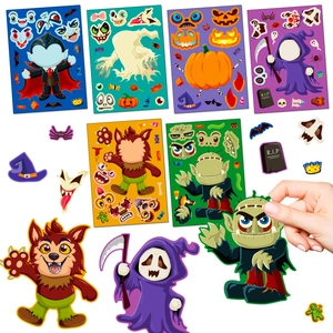 Set di 6 fogli di adesivi di Halloween per bambini con zucche e fantasmi fai-da-te