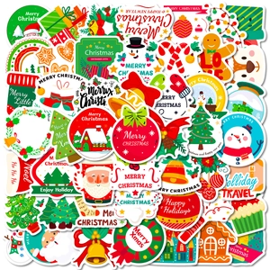 Christmas Cartoon Stickers Cartoon Santa Claus Snowman Christmas Tree Decals For Holiday DIY Decoration Gift Wrapping