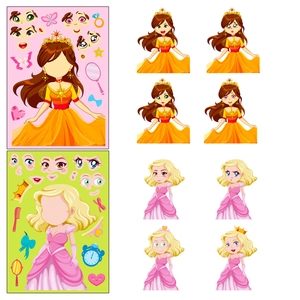 Set de pegatinas DIY de princesas de cuentos para crear caras y juegos infantiles